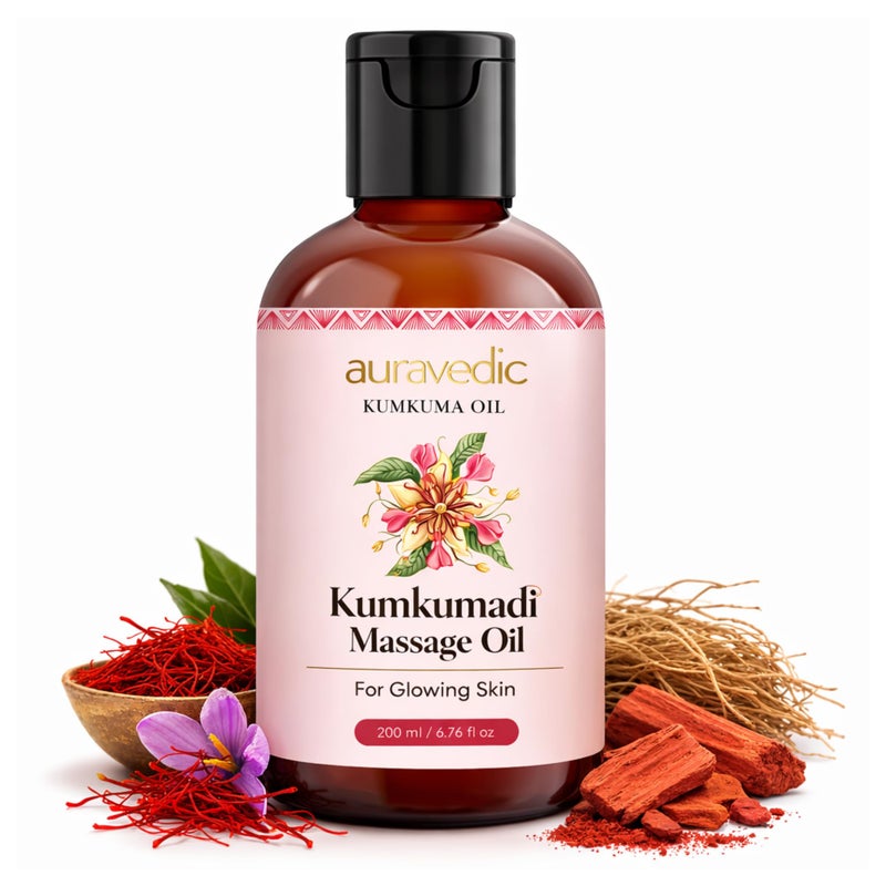 Auravedic Kumkumadi Oil for Face Body with Saffron Ayurvedic Massage Oil for Daily Moisturizing Lightweight NonGreasy Hydrating Oil for Men Women 676 Fl Oz 200ml - Image 2