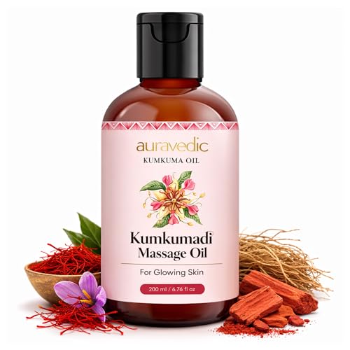 Auravedic Kumkumadi Oil for Face Body with Saffron Ayurvedic Massage Oil for Daily Moisturizing Lightweight NonGreasy Hydrating Oil for Men Women 676 Fl Oz 200ml - Image 1