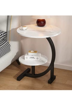 Y&D Compact and Portable Coffee Table End Table with Iron Frame and Double-layer Storage for Use on Balconies and Living Rooms  - Image 1
