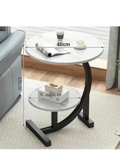 Y&D Compact and Portable Coffee Table End Table with Iron Frame and Double-layer Storage for Use on Balconies and Living Rooms  - Image 2