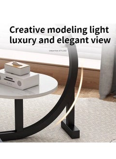 Y&D Compact and Portable Coffee Table End Table with Iron Frame and Double-layer Storage for Use on Balconies and Living Rooms  - Image 3