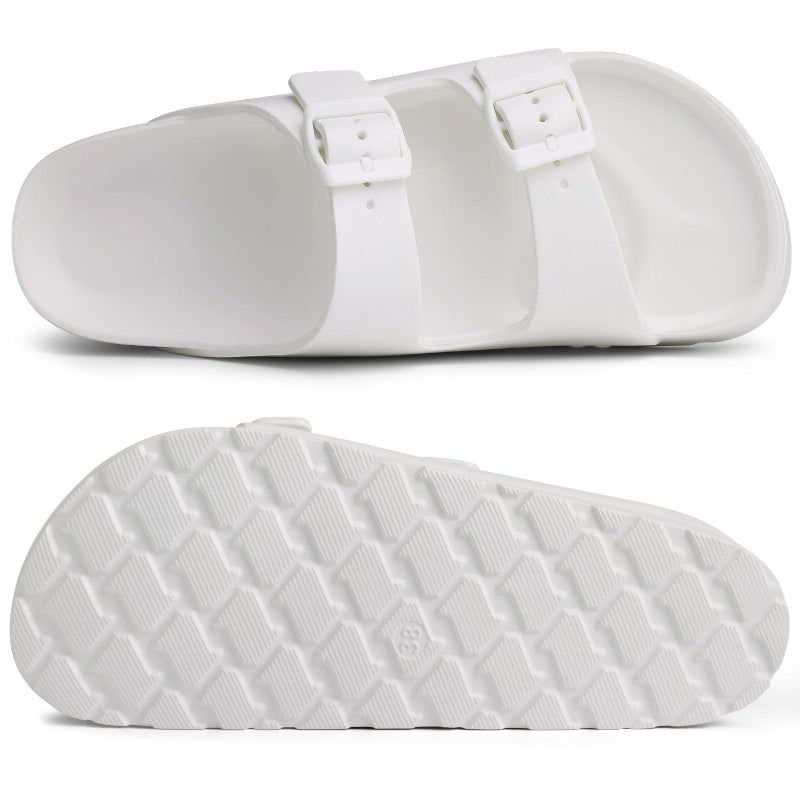 Goosecret Women's Platform Sandals with Arch Support Chunky Lightweight Foam Slip on Slides Comfortable Summer Beach Sandals with Adjustable Buckle White, 39(size 8-8.5) - Image 4