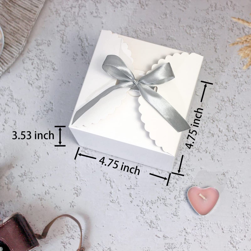 WEWILUCK Small White Gift Box, 10 PCS Pretty Favor Gift Boxes with Lids Bulk for Wedding, Bridesmaid Proposal, Birthday, Party, Holiday, Galentine's Day Presents, 4.75â€ x 4.75â€ x 3.53â€ - Image 2