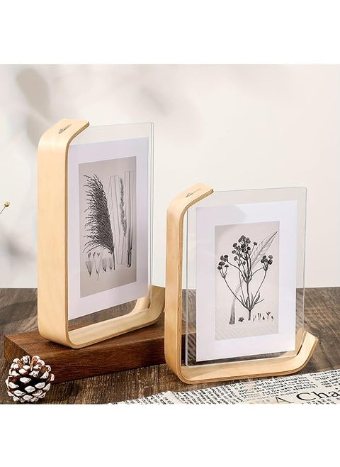 Acrylic Wooden Photo Frame 2Pcs Rustic Wooden Frames With Hd Glass Double Sided Frame For Tabletop Display Calendar Diy Frame Photo Frames For Wedding Party Decor Herbarium Display Frame