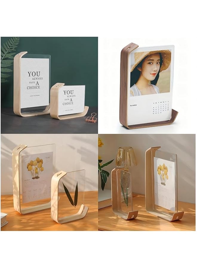 Acrylic Wooden Photo Frame 2Pcs Rustic Wooden Frames With Hd Glass Double Sided Frame For Tabletop Display Calendar Diy Frame Photo Frames For Wedding Party Decor Herbarium Display Frame