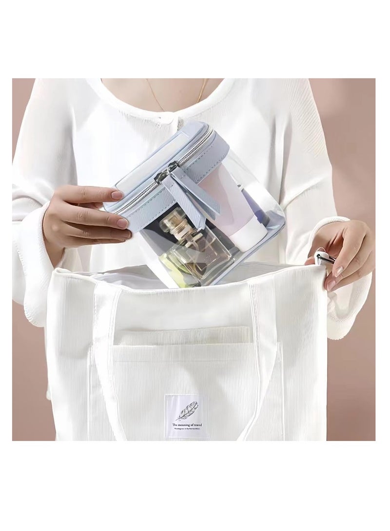 Clear Makeup Bag, Transparent Cosmetic Organizer, Cute Travel Zipper Pouch for Women, Portable Ocean Blue Toiletry Storage Case for Girls. Perfect for Travel and Everyday Use! - Image 2