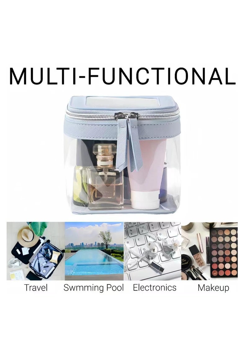 Clear Makeup Bag, Transparent Cosmetic Organizer, Cute Travel Zipper Pouch for Women, Portable Ocean Blue Toiletry Storage Case for Girls. Perfect for Travel and Everyday Use! - Image 5
