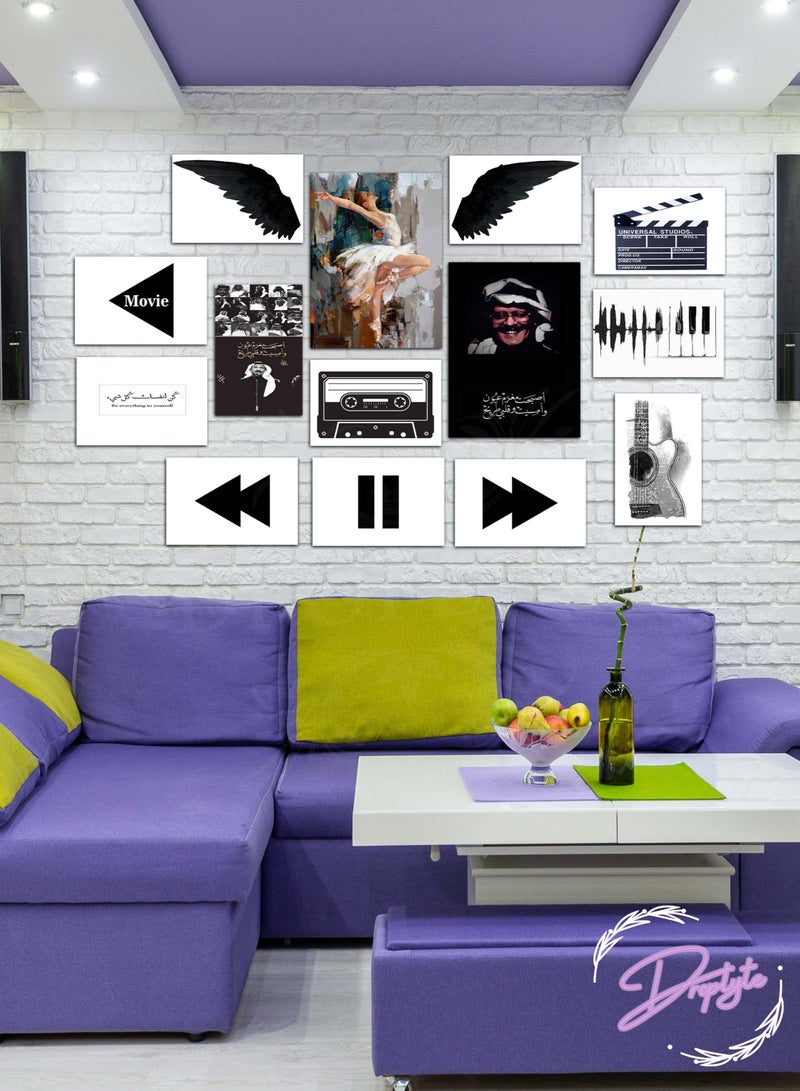 Droplyte 14 Piece Movies, Music, Guitar and Woman Painting Decorative Wall Art Wall Decor Card Board MDF Home Decor  For Drawing Room, Living Room, Bedroom, Kitchen or Office  120CM x 80CM - Image 2