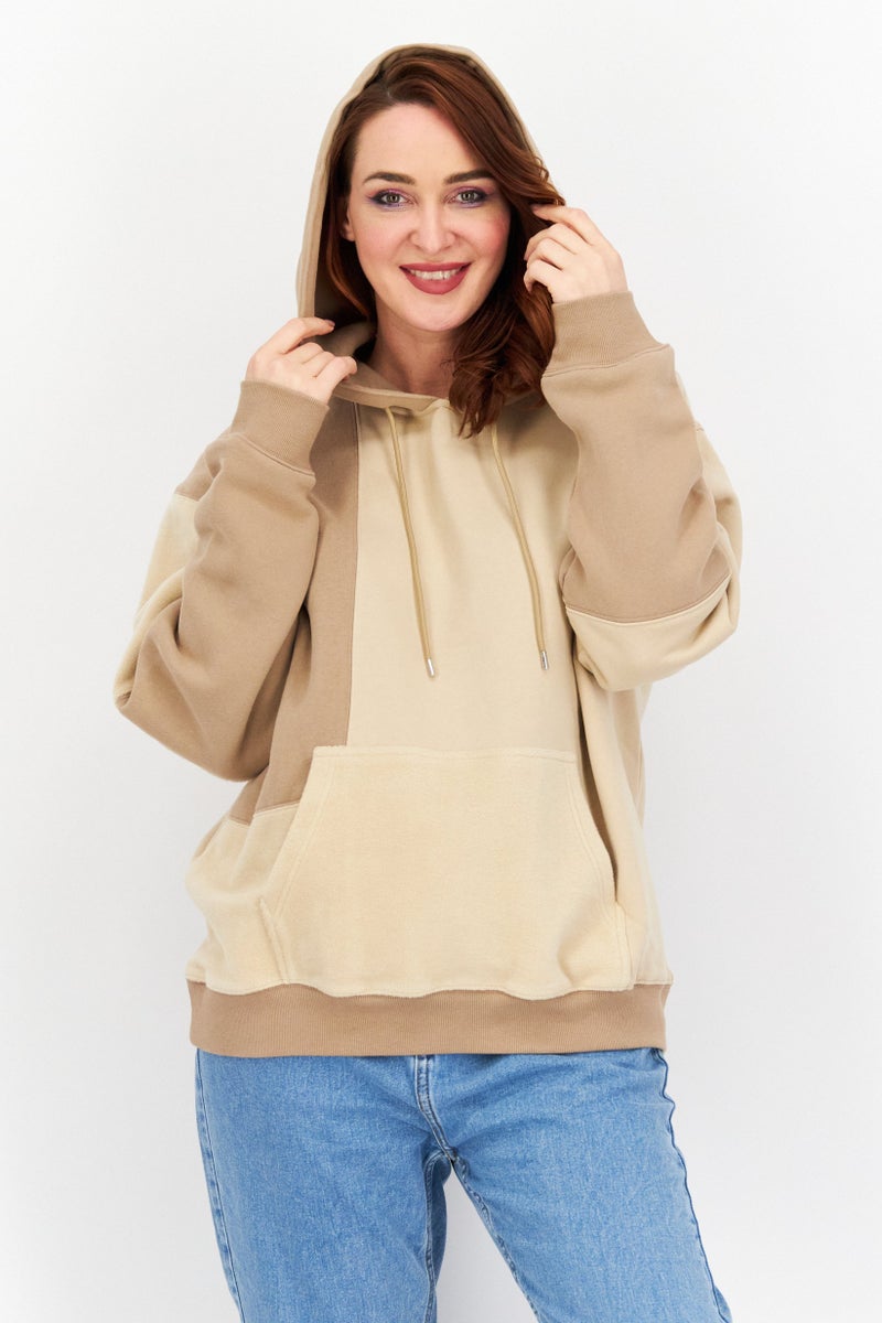 ESPRIT Women Hooded Plain Sweatshirt, Brown - Image 1