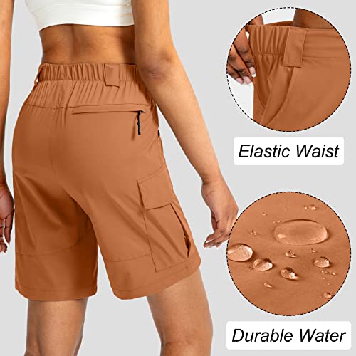 Viodia Women's 7" Hiking Cargo Shorts with Pockets Quick Dry Lightweight Shorts for Women Golf Casual Summer Shorts Dark Orange Large - Image 3