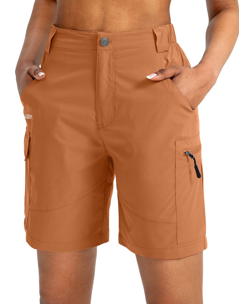Viodia Women's 7" Hiking Cargo Shorts with Pockets Quick Dry Lightweight Shorts for Women Golf Casual Summer Shorts Dark Orange Large - Image 2