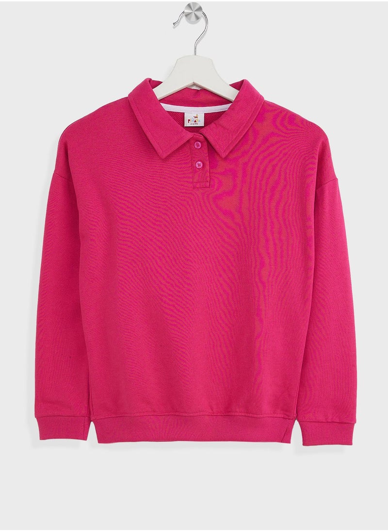 Pinata - Girls Solid Polo Sweatshirt - Image 1
