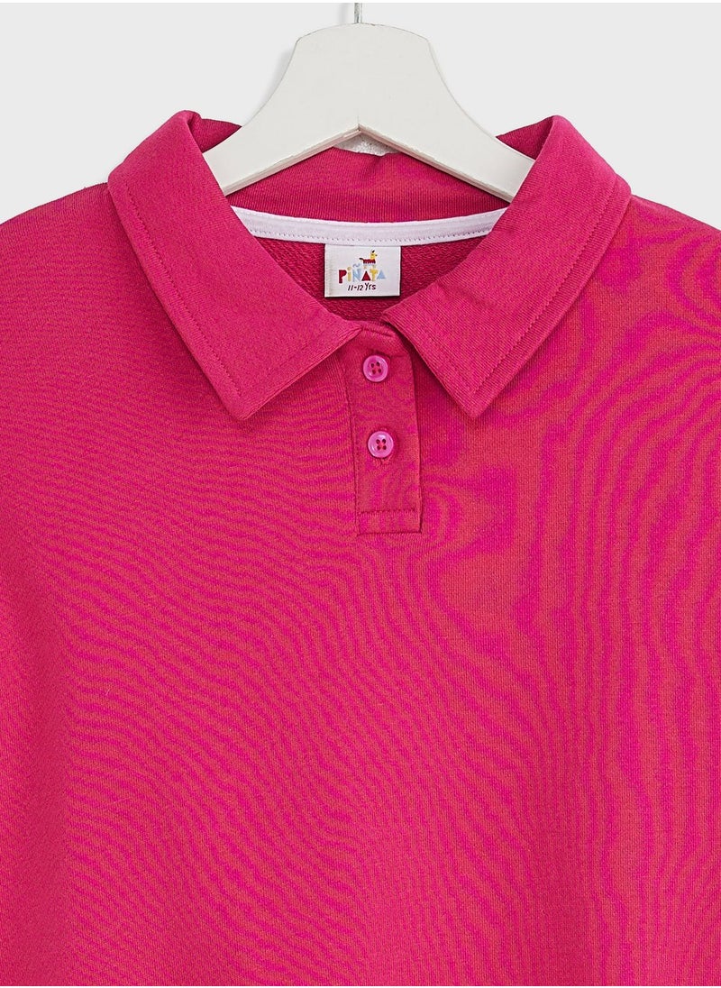 Pinata - Girls Solid Polo Sweatshirt - Image 1