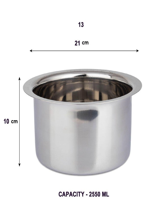 Keval Stainless Steel Size -13,18G Flat Bottom Tope, 2550 ml, Silver, Induction Friendly,Durable Quality Cookware Ideal for Boiling, Steaming, and Cooking, 13 (Capacity 2550 ml) - Image 3