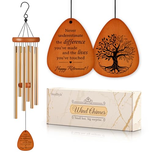 SteadStyle Retirement Gifts Wind Chime, Retirement Gift for Woman Men, Happy Retirement Gifts for Coworker, Nurse, Veterans, Teacher, Boss - Image 1