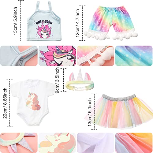 ZJoey Set of 2 Summer Teddy Bear Clothes Cap & Gow Outfit Fits Make Your Own Most 14" - 18" Bear Plush Stuffed Animal Outfit Pet Dog Doll Cap and Gown Build a Bear Clothe(Unicorn Style, Fit 14"-18") - Image 2