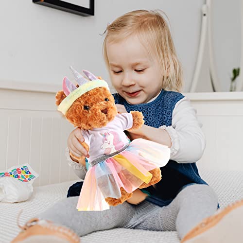 ZJoey Set of 2 Summer Teddy Bear Clothes Cap & Gow Outfit Fits Make Your Own Most 14" - 18" Bear Plush Stuffed Animal Outfit Pet Dog Doll Cap and Gown Build a Bear Clothe(Unicorn Style, Fit 14"-18") - Image 5