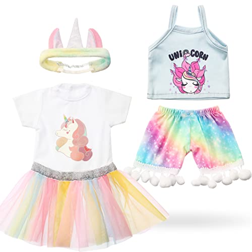 ZJoey Set of 2 Summer Teddy Bear Clothes Cap & Gow Outfit Fits Make Your Own Most 14" - 18" Bear Plush Stuffed Animal Outfit Pet Dog Doll Cap and Gown Build a Bear Clothe(Unicorn Style, Fit 14"-18") - Image 1