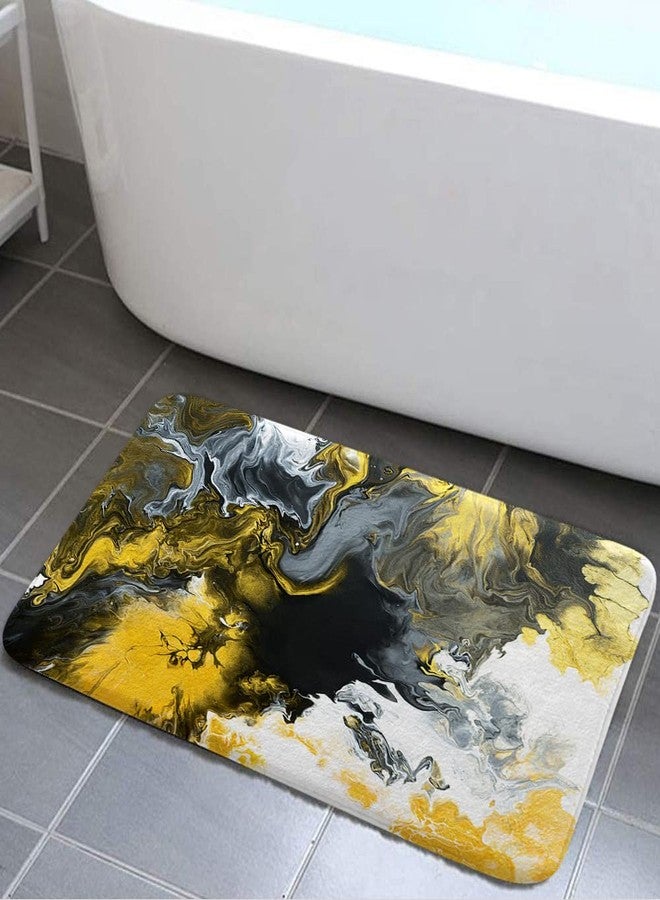 Bzhilja Marble Bath Rug, Abstract Black Gold Wall Art, Vintage White Grey Yellow Non Slip Bath Mats Psychedelic Quicksand Liquid Swirl Art Bath Rug Sets for Bathroom Bedroom Kitchen Outdoor Indoor,17x29 - Image 1