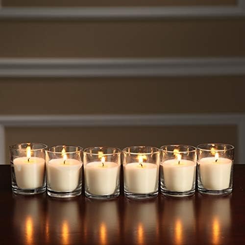 YOROXRG 48 Pack White Unscented Clear Glass Filled Votive Candles. Hand Poured Wax Candle Ideal Gifts for Aromatherapy Spa Weddings Birthdays Holidays Party (White) - Image 5