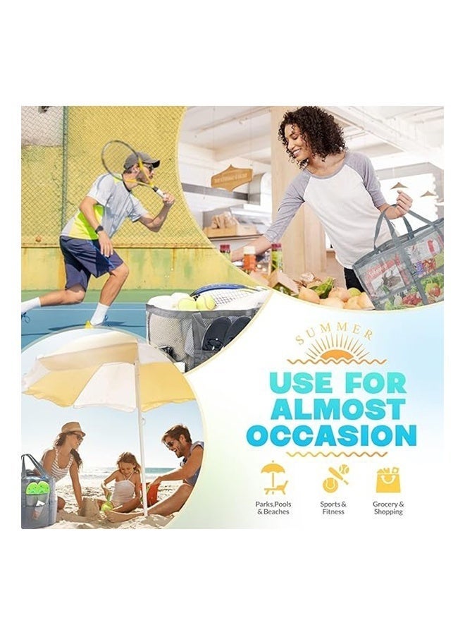 HOMESTAR Mesh Beach Bags with Pockets, Lightweight & Foldable Carry Mesh Bag to Carry Towel, Beach Toys for Beach, Pool, fishing, Family Picnic - Image 3