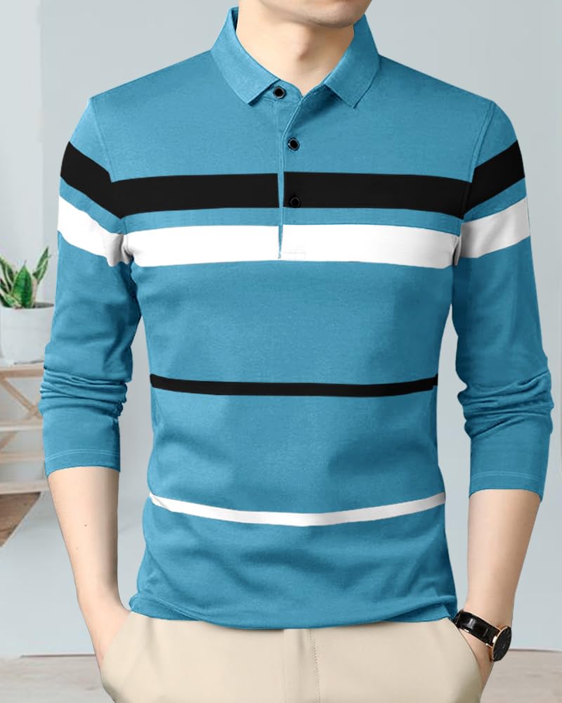 Noble Monk Men's Regular Fit Polo T Shirt |Full Sleeves |Collar Tshirts | Casual T-Shirt for Men - Image 2