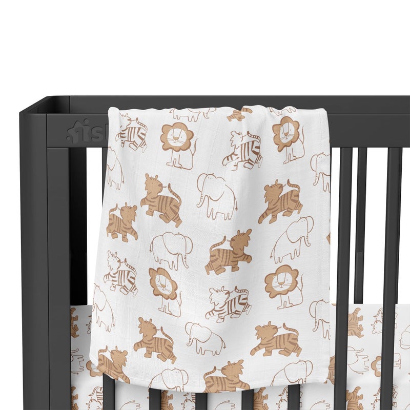 1ST STEP 100% Cotton Muslin Baby Swaddle Set, Pack of 3, Size-120cm x 100cm (47"x39"), (Brown) - Image 5
