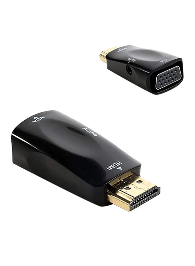 HDMI To VGA Converter Adapter With Audio Cable Black Color box male and female barrel - Image 2