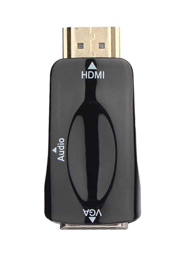 HDMI To VGA Converter Adapter With Audio Cable Black Color box male and female barrel - Image 1