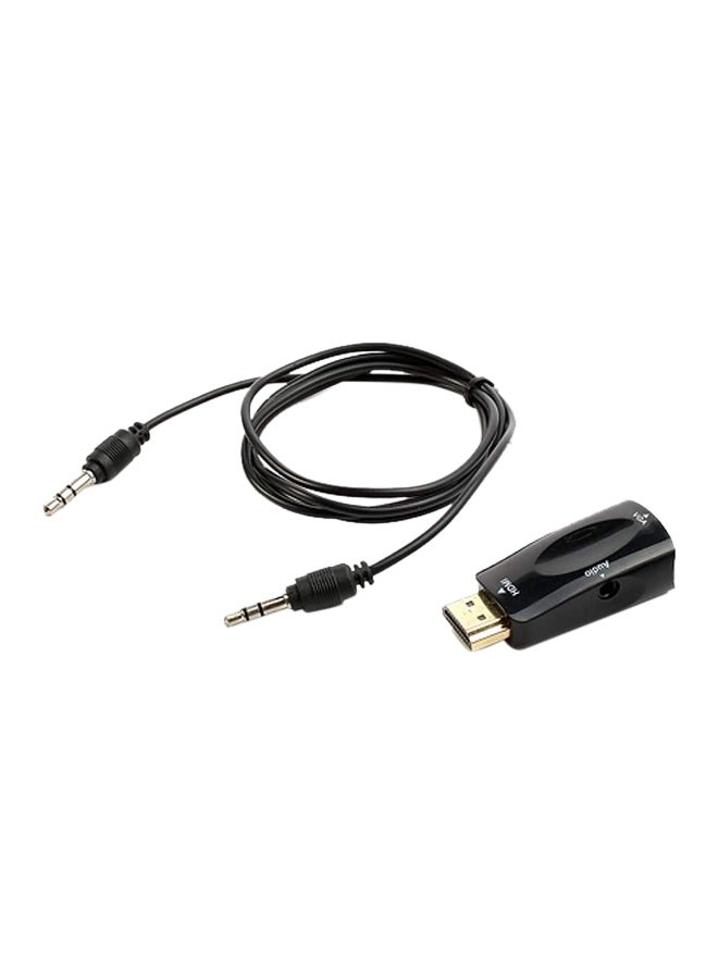 HDMI To VGA Converter Adapter With Audio Cable Black Color box male and female barrel - Image 3