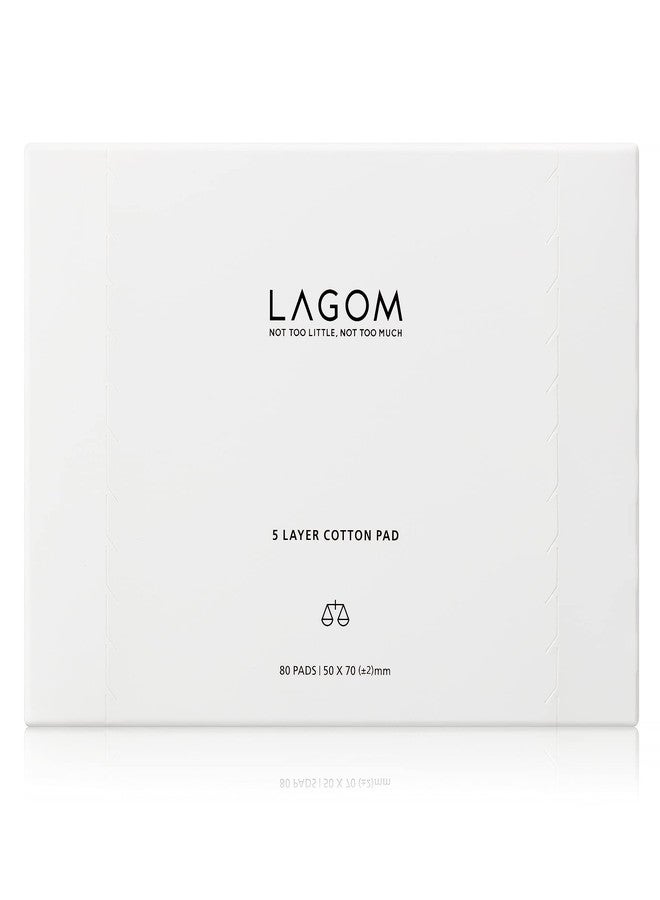 LAGOM 5 Layer Cotton Pad 100% Natural Hypoallergenic Separable Cleansing Puff Lint-Free Soft Facial Square Wipe 80 Count - Image 1