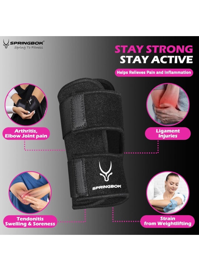 SPRINGBOK Elbow Wrap for Gym & Pain Relief – Neoprene Elbow Band with Overlock Binding for Firm Grip, Arm Support for Elbow, Men & Women (Black, 1 Piece) - Image 2
