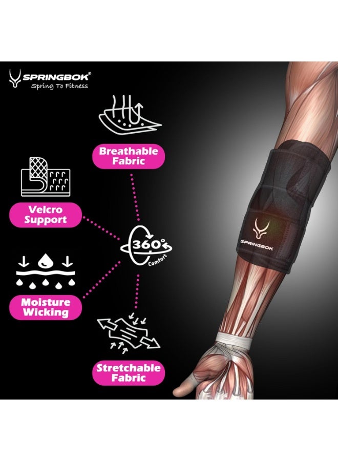 SPRINGBOK Elbow Wrap for Gym & Pain Relief – Neoprene Elbow Band with Overlock Binding for Firm Grip, Arm Support for Elbow, Men & Women (Black, 1 Piece) - Image 4