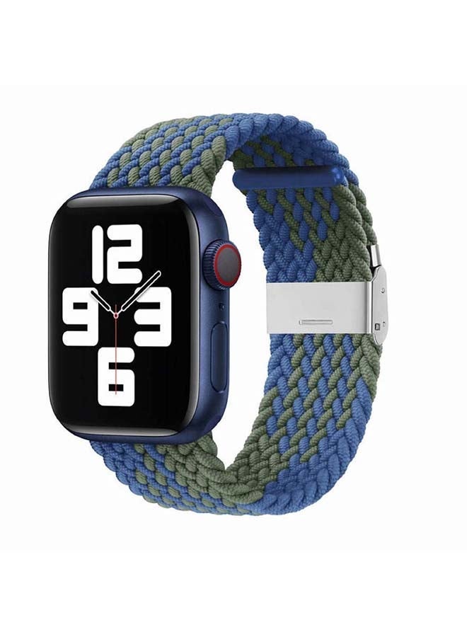 إسكدنيا Adjustable Braided Solo Loop Band For Apple Watch Series 6/SE/5/4/3/2/1 Blue/Green - Image 2