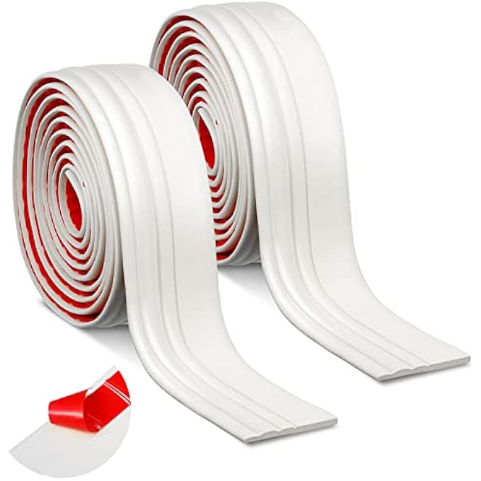 2 PCS FLEXIBLE BASEBOARD MOLDING TRIM 4 INCH X 16 FEET SELF ADHESIVE VINYL WALL BASE PEEL AND STICK RUBBER WALL BASE TRIM MOLDING FLEXIBLE FLOOR FOR FLOORS(CREAM WHITE) - Image 2