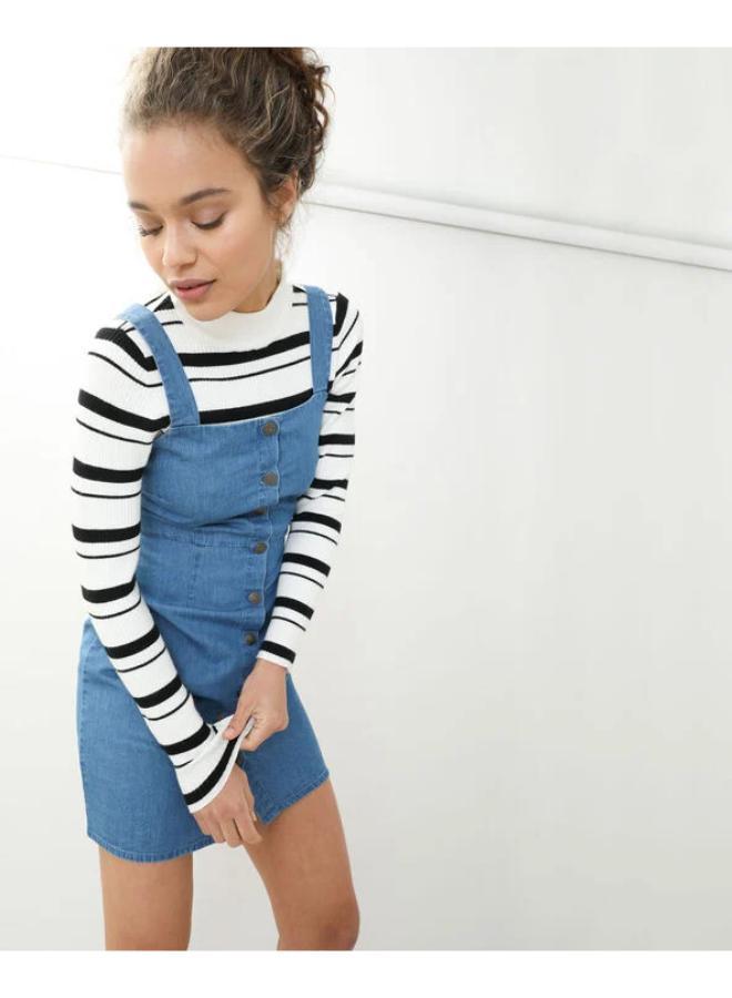 بيمكي فستان دنيم بأزرار أمامية - Image 1