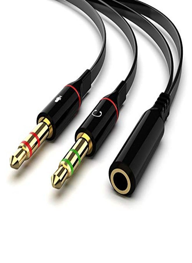 Maeline Headphone Adapter for Computer 3.5mm Female to 2 Dual 3.5mm Male Audio Splitter Cable Microphone Stereo Jack Earphones Port Cord Gaming Headset to PC Laptop Adapter (2 Pack) Black - Image 1