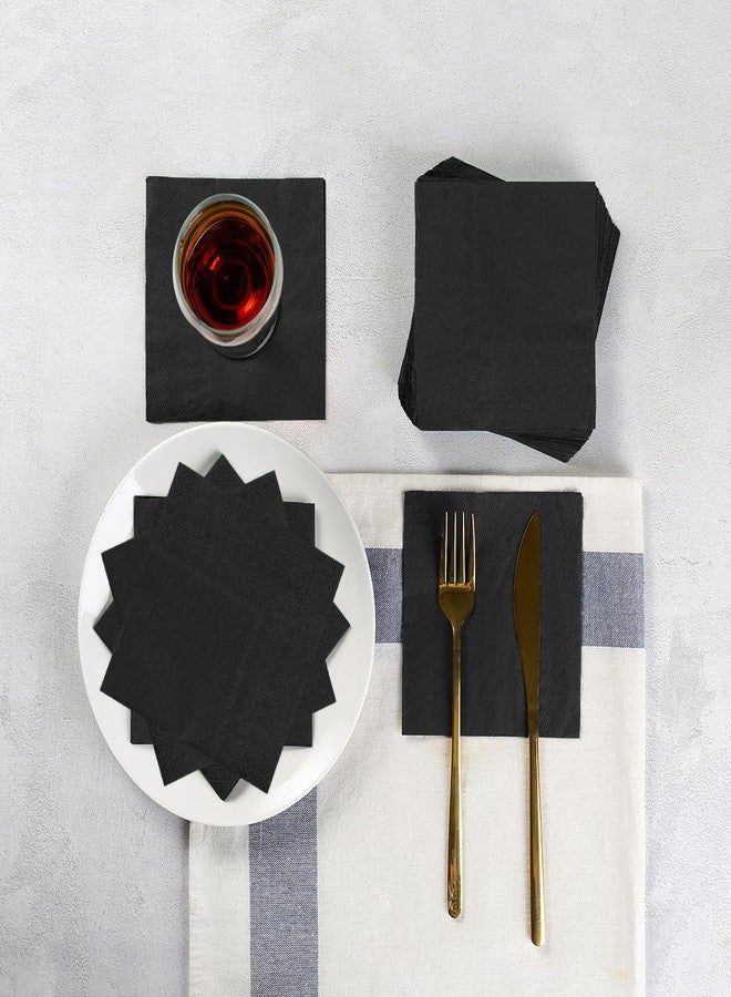 BEFORYOU 100 Pack Cocktail Napkin 2-Ply Dessert Napkins Folded 5 x 5 Inches Disposable Napkins for Dinner Wedding Birthday Party Bridal Anniversary Reception Event (100, Black) - Image 5