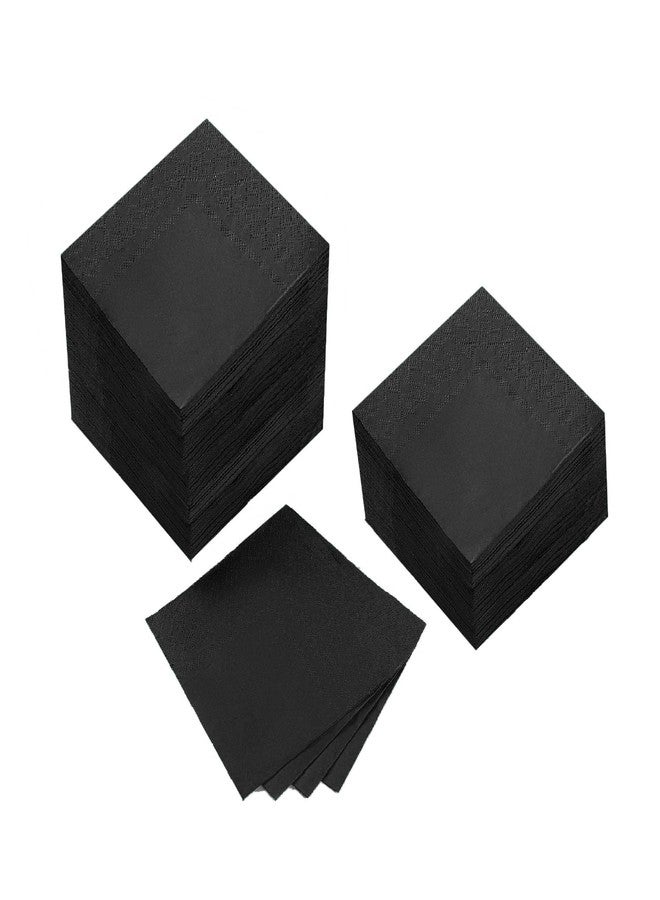 BEFORYOU 100 Pack Cocktail Napkin 2-Ply Dessert Napkins Folded 5 x 5 Inches Disposable Napkins for Dinner Wedding Birthday Party Bridal Anniversary Reception Event (100, Black) - Image 1
