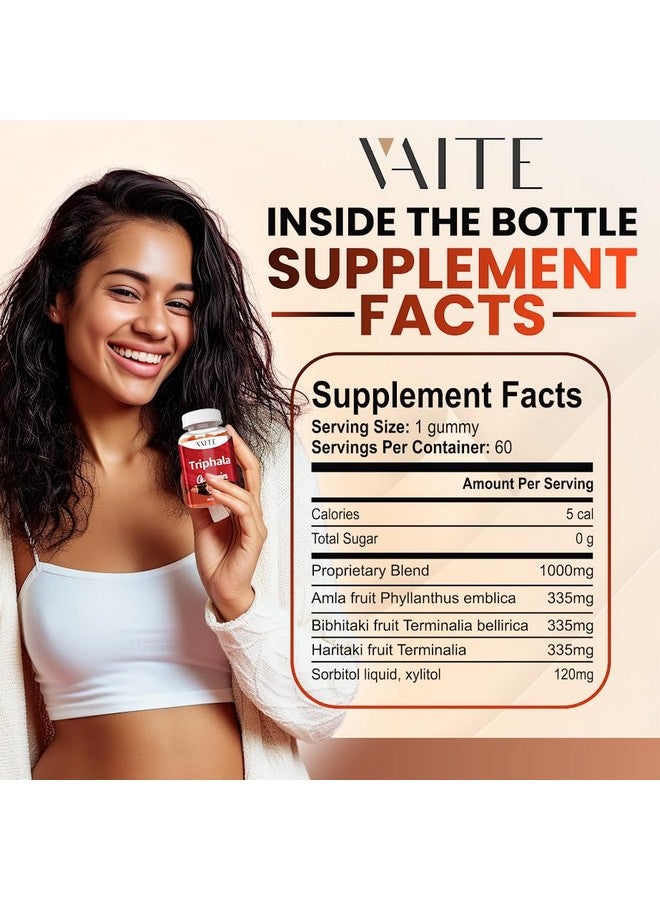 VAITE Organic Triphala Supplement with Amla, Haritaki & Bibhitaki - Amalaki Herbal Blend, Natural Ayurvedic Supplements & Gut Health & Immune Support, Colon Cleanse & Digestive System Supports - 60 Gummies - Image 3