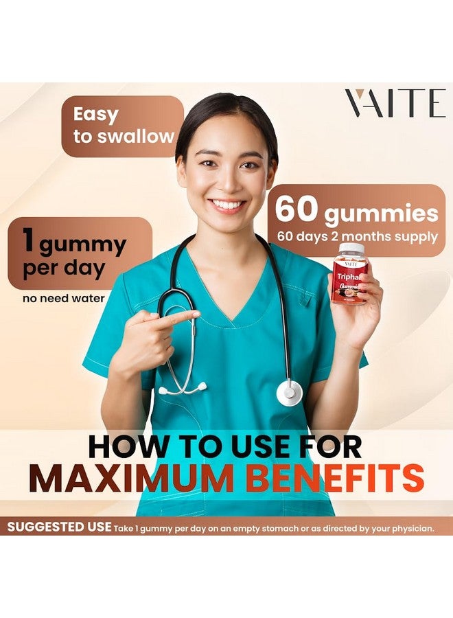 VAITE Organic Triphala Supplement with Amla, Haritaki & Bibhitaki - Amalaki Herbal Blend, Natural Ayurvedic Supplements & Gut Health & Immune Support, Colon Cleanse & Digestive System Supports - 60 Gummies - Image 4