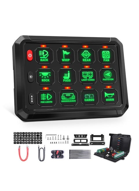 12-key touch switch panel suitable for RV Jeep yacht modification RGB adjustable color twelve-key modification
