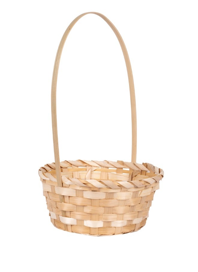 Gulf Flowers Natural Bamboo Basket D20cm x H9cm – Stylish and Durable Basket for Storage and Décor 