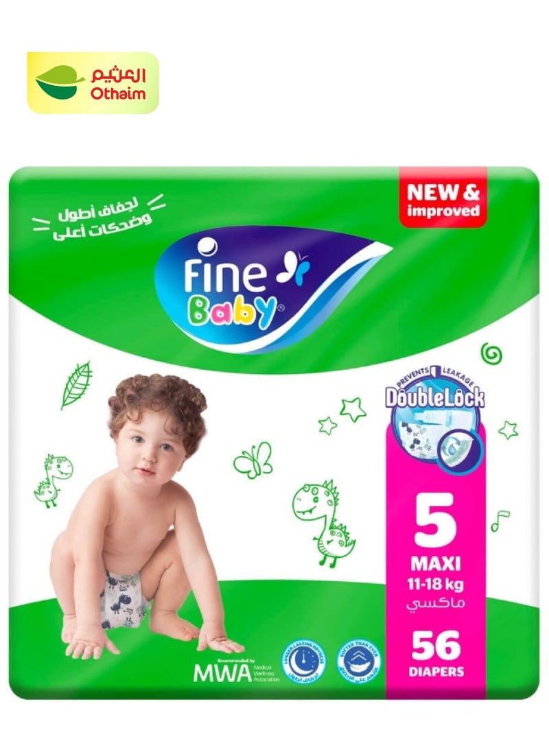 Fine Baby Fine Baby Fast Sorption Diapers, Maxi 11-18 Kg, Size 5, 56 Diapers 