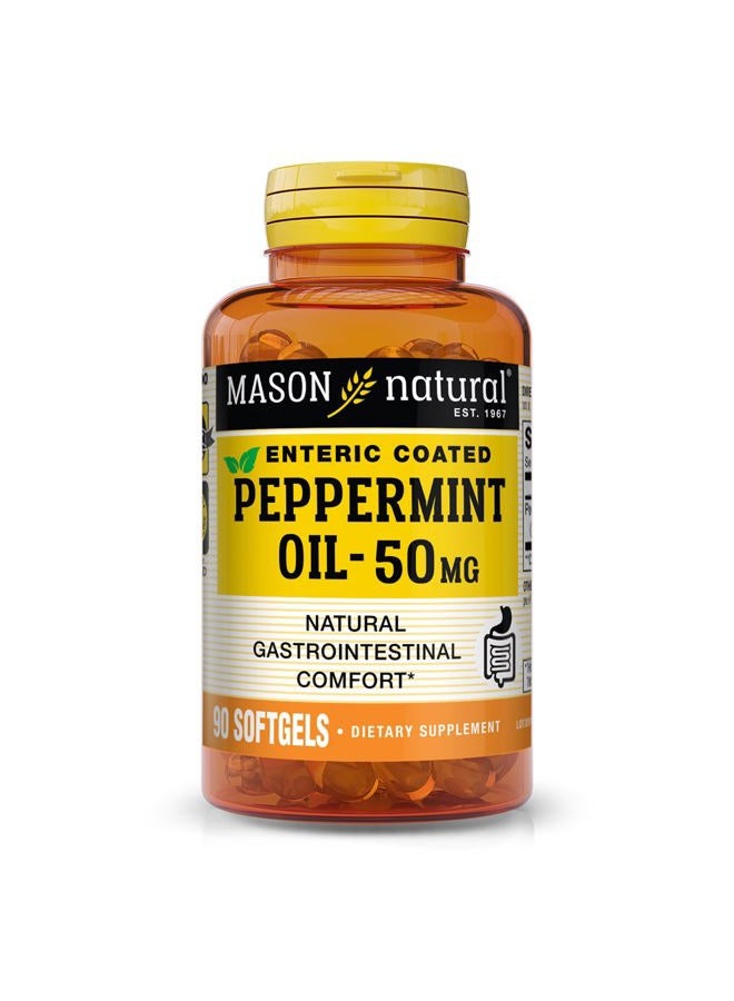 Mason Natural Peppermint Oil 50 mg Enteric Coated - Natural Gastrointestinal Comfort, Supports a Healthy Gut, Bowel Soothing Dietary Supplement, 90 Softgels. - Image 1