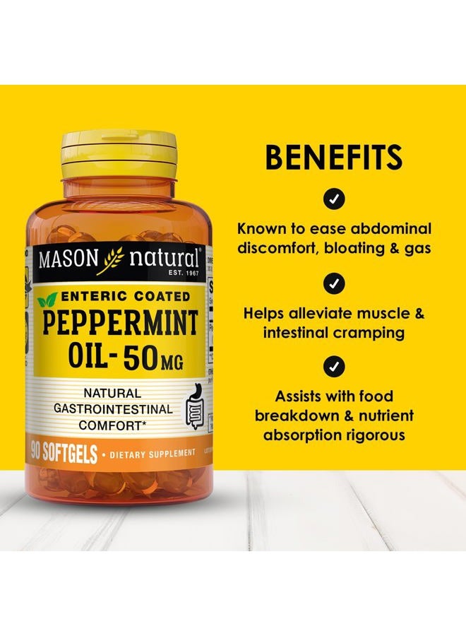 Mason Natural Peppermint Oil 50 mg Enteric Coated - Natural Gastrointestinal Comfort, Supports a Healthy Gut, Bowel Soothing Dietary Supplement, 90 Softgels. - Image 2
