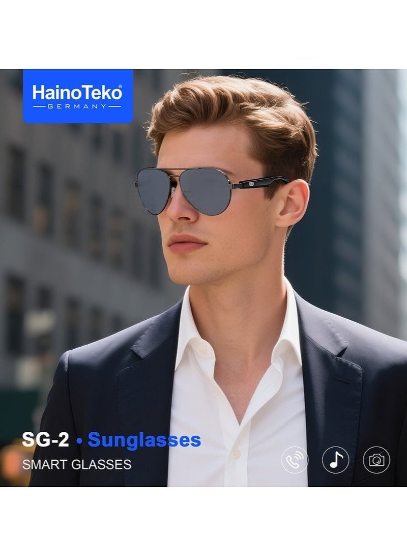Haino Teko SG-2 Smart Sunglasses for Men – Bluetooth Audio Smart Glasses with Touch Control, UV Protection, Hands-Free Calling, and Built-in Speakers, Stylish Wireless Eyewear for Daily Use and Outdoor Activities - Image 3