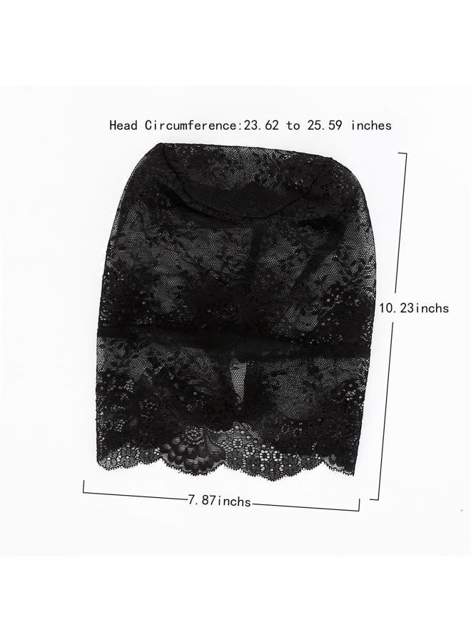 Hosfairy 1Pcs Halloween Lace Mask Lace Skin Mask Full Face Mask for Halloween Party Cosplay Costume Props(Black) - Image 4