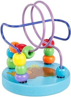 OR Wooden Cartoon Animal Chassis Rhinoceros Pattern Circle Mini Beads Maze Educational Toy 