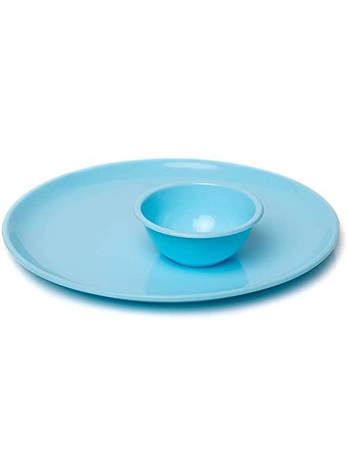 Everbuy - Everbuy 6 Plate & 6 Bowls for Breakfast | Lunch | Dinner Plates | Round Shape | Blue Color - Image 1